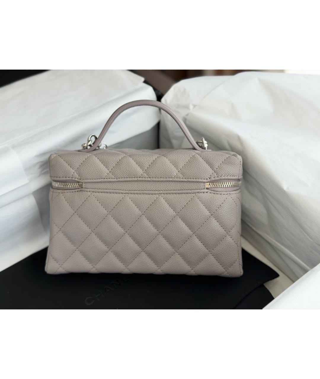 CHANEL Серая кожаная сумка через плечо, фото 3