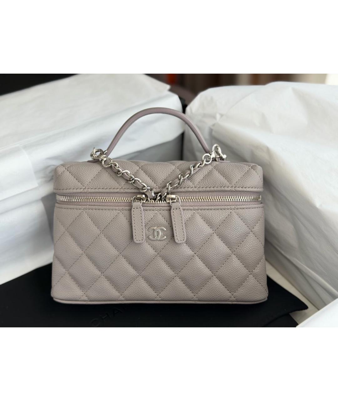 CHANEL Серая кожаная сумка через плечо, фото 4