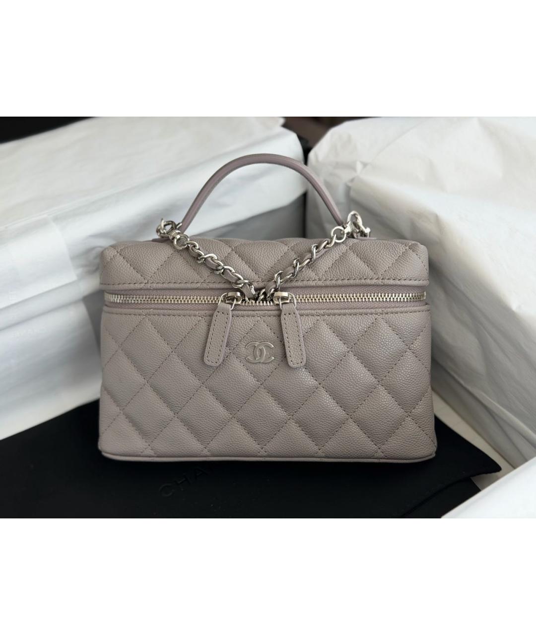 CHANEL Серая кожаная сумка через плечо, фото 2