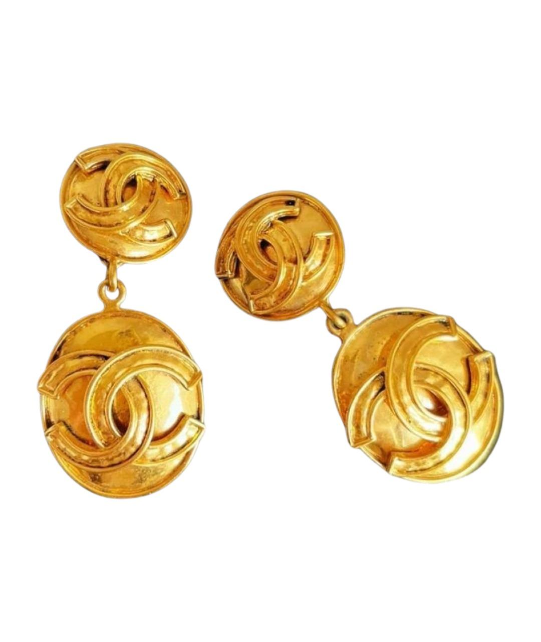 CHANEL Золотые металлические клипсы, фото 1