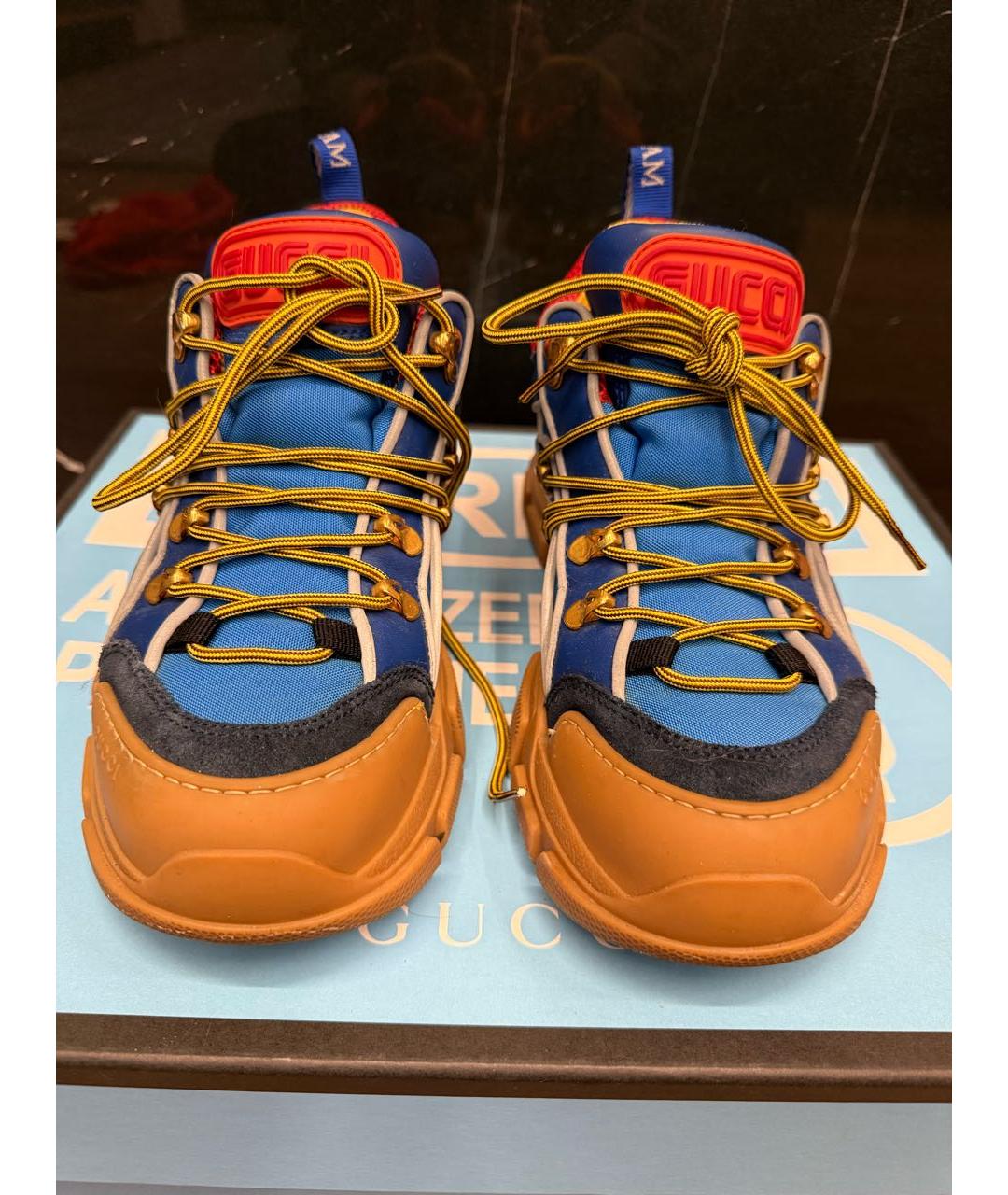 GUCCI Синие кожаные низкие ботинки, фото 2