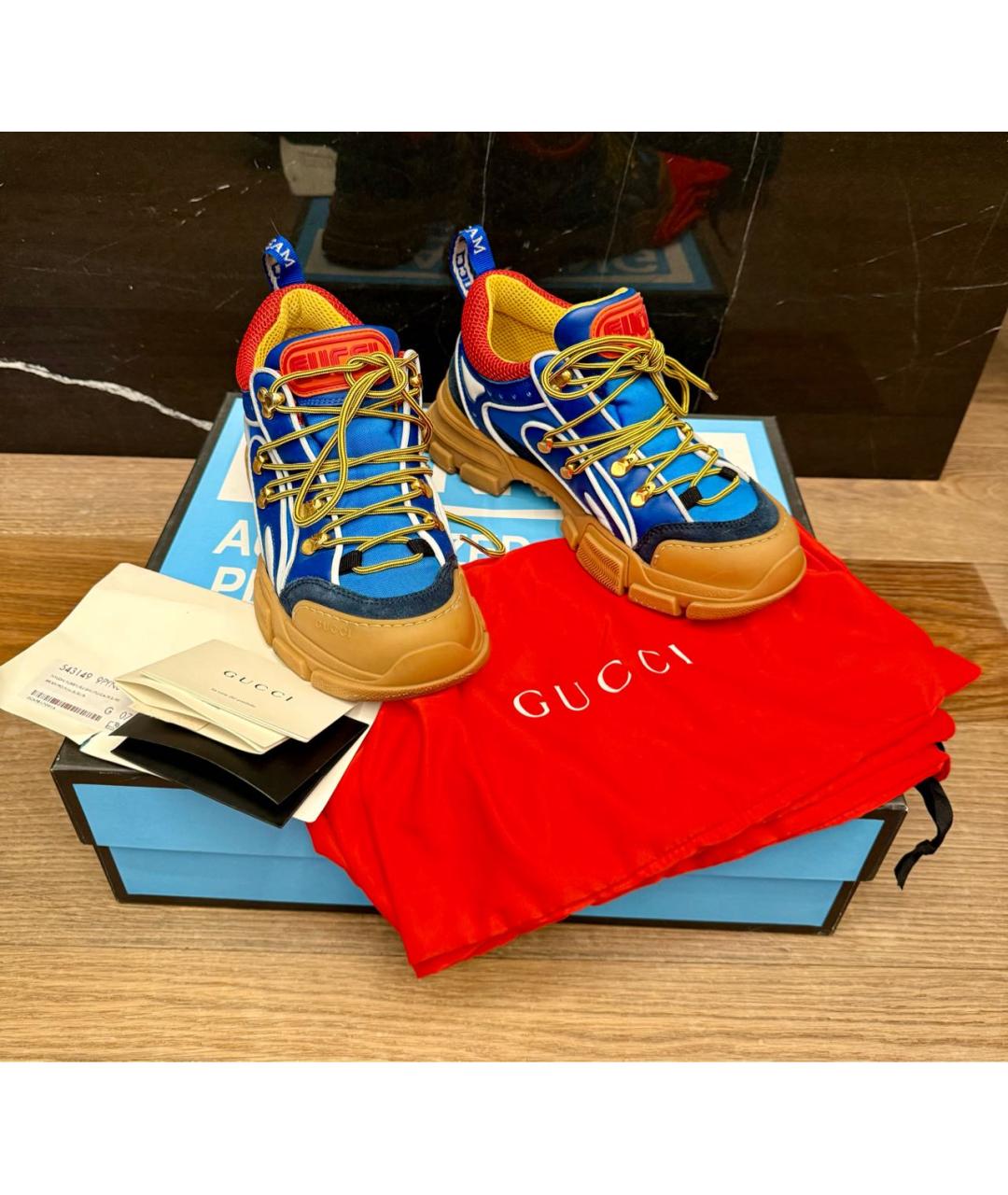 GUCCI Синие кожаные низкие ботинки, фото 7