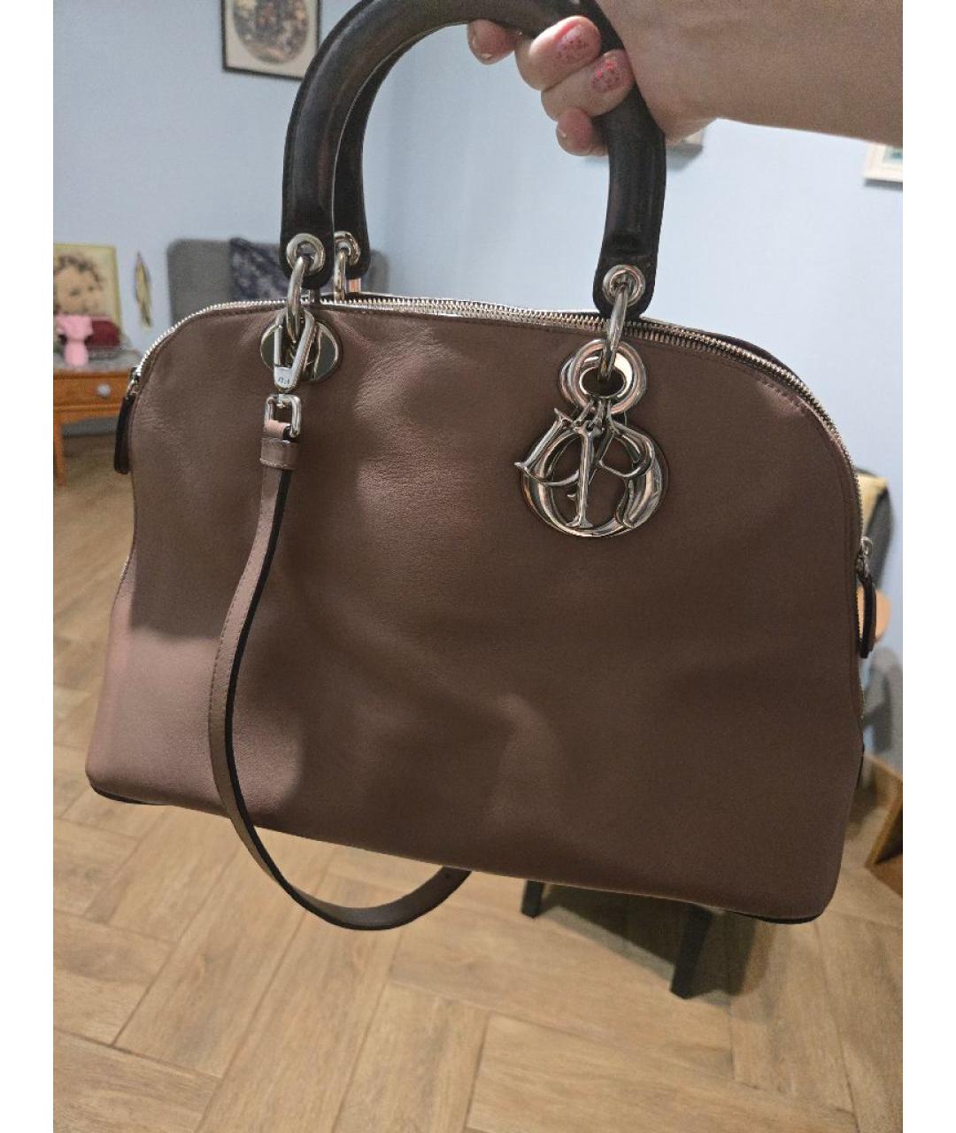 CHRISTIAN DIOR Коричневая кожаная сумка с короткими ручками, фото 10