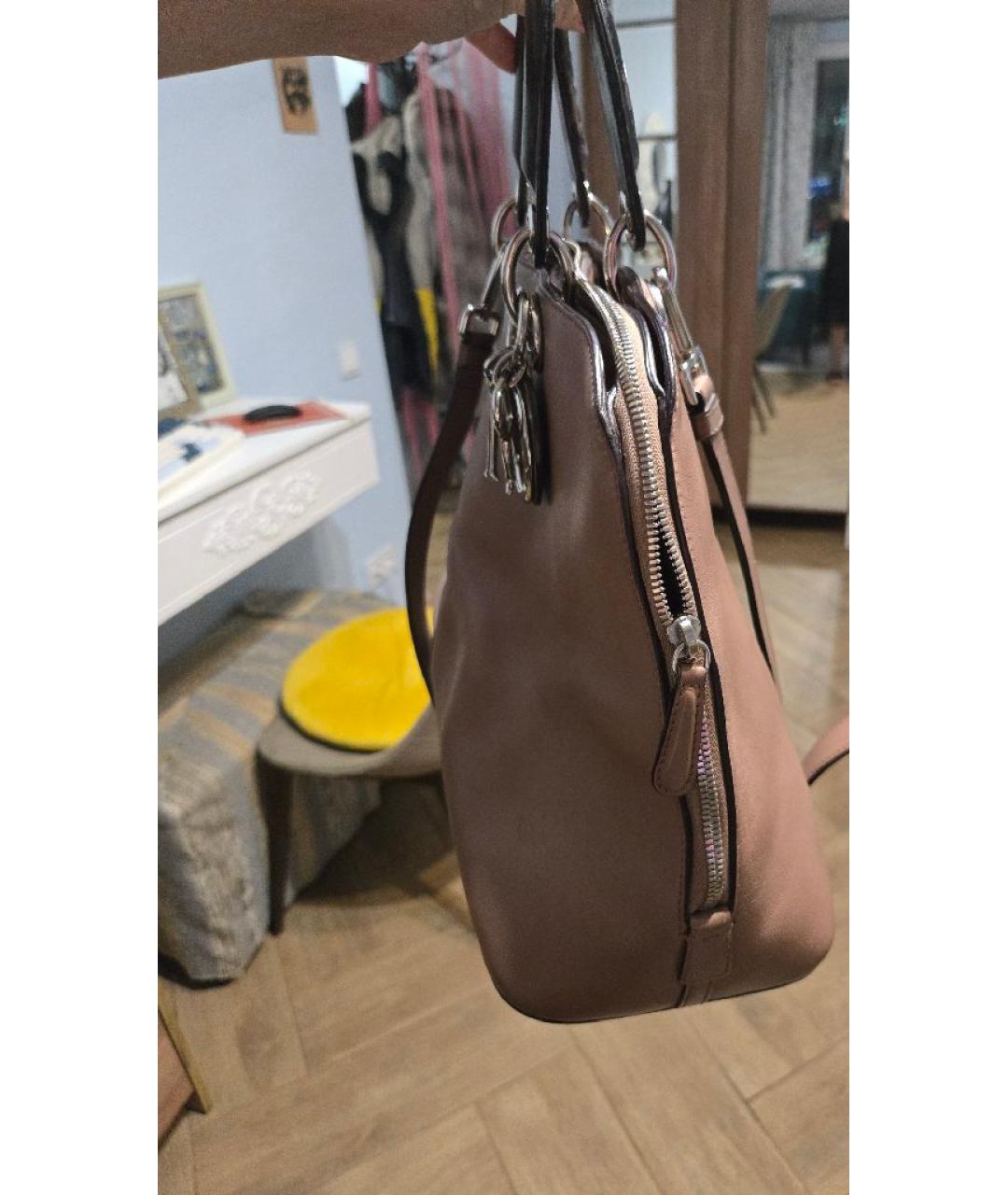 CHRISTIAN DIOR Коричневая кожаная сумка с короткими ручками, фото 8