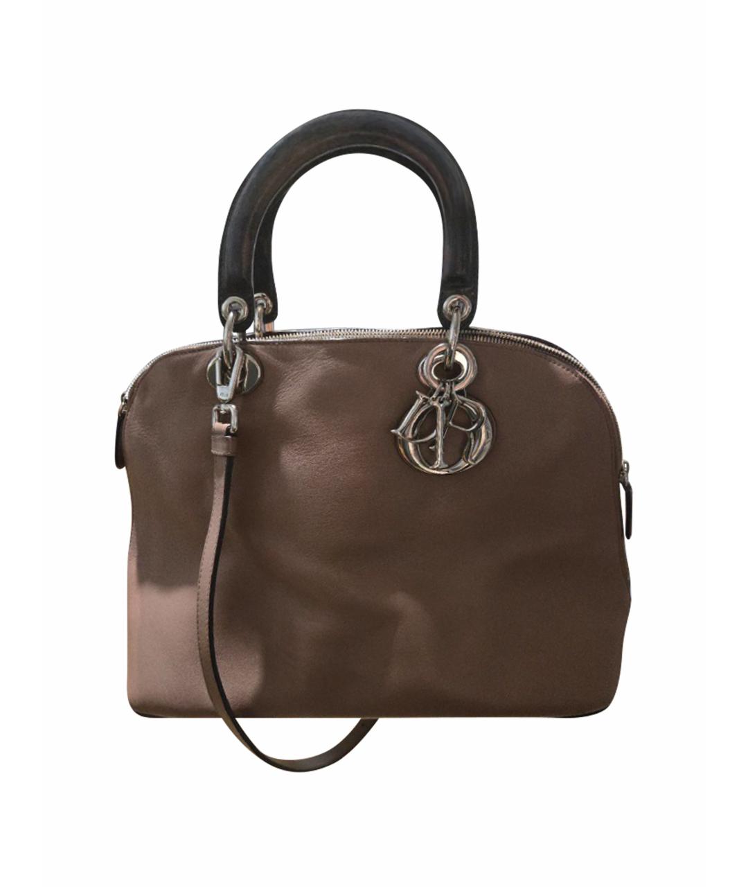 CHRISTIAN DIOR Коричневая кожаная сумка с короткими ручками, фото 1