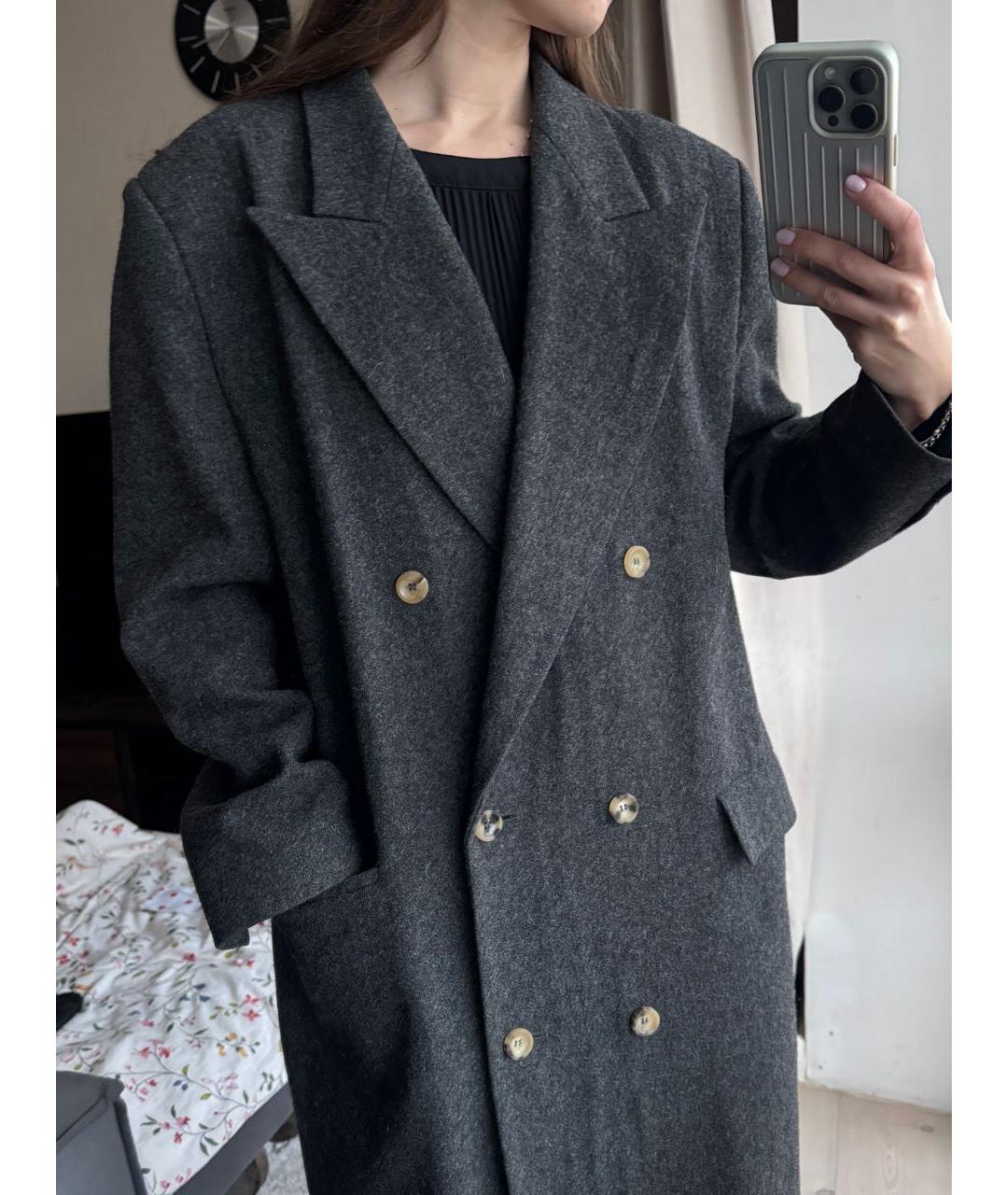 WALK OF SHAME Антрацитовое шерстяное пальто, фото 4
