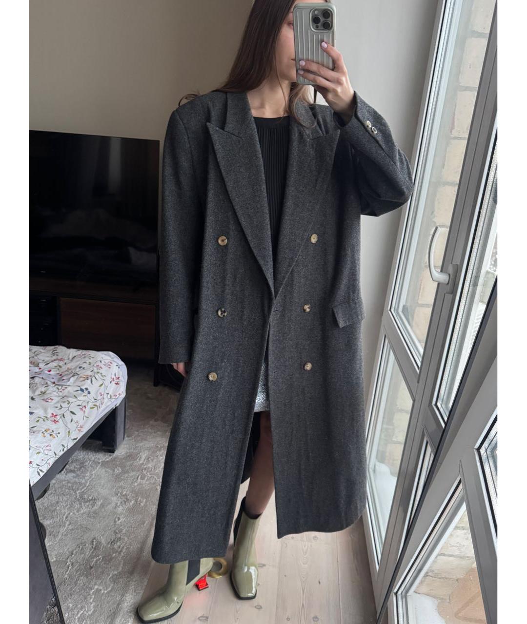 WALK OF SHAME Антрацитовое шерстяное пальто, фото 8