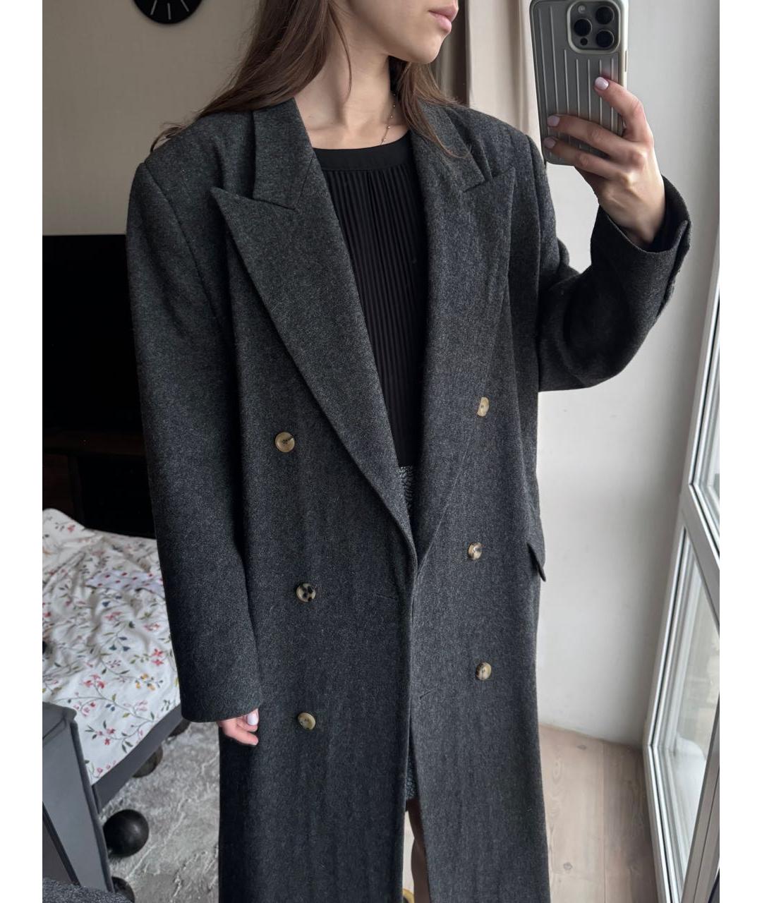 WALK OF SHAME Антрацитовое шерстяное пальто, фото 7