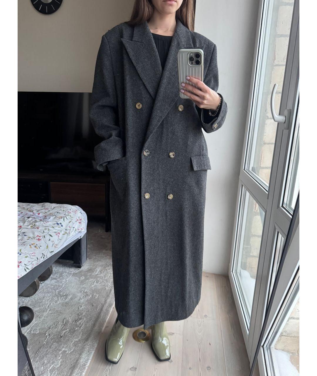 WALK OF SHAME Антрацитовое шерстяное пальто, фото 5