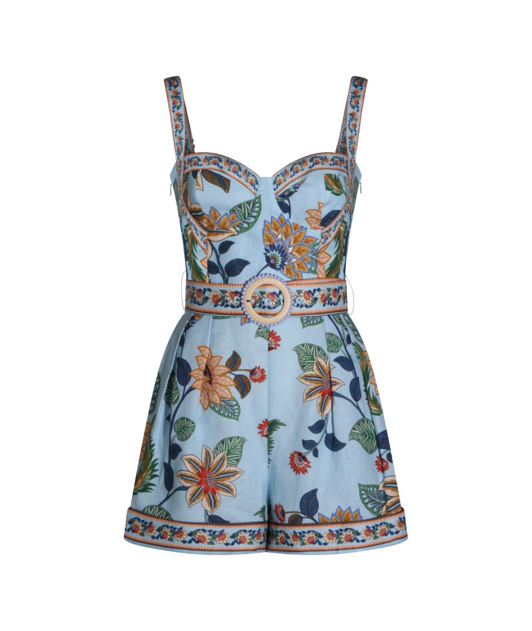 FARM RIO Голубой льняной комбинезон, фото 1