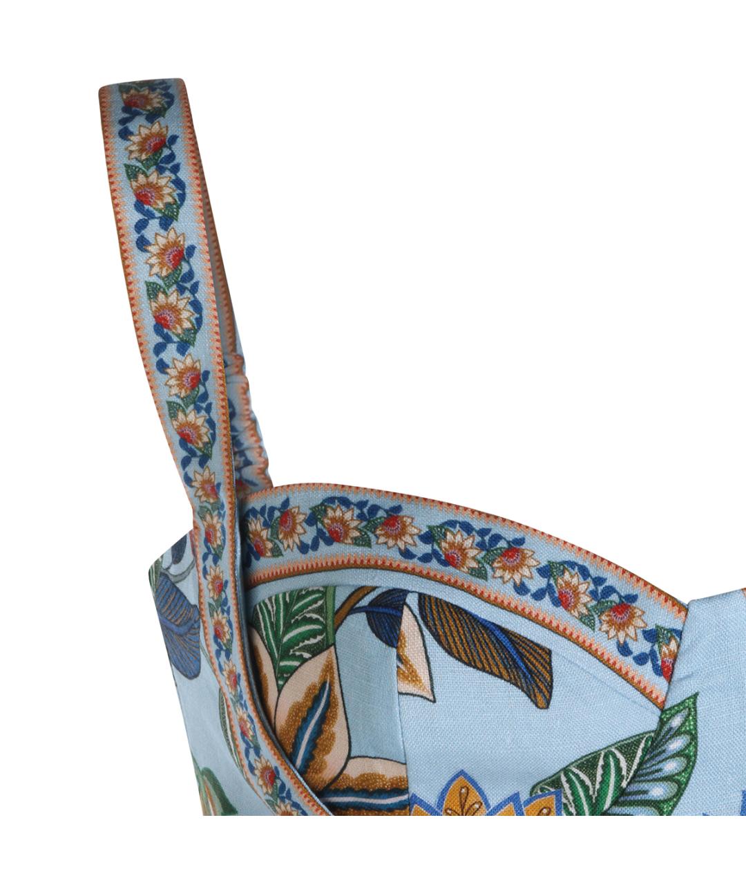 FARM RIO Голубой льняной комбинезон, фото 4