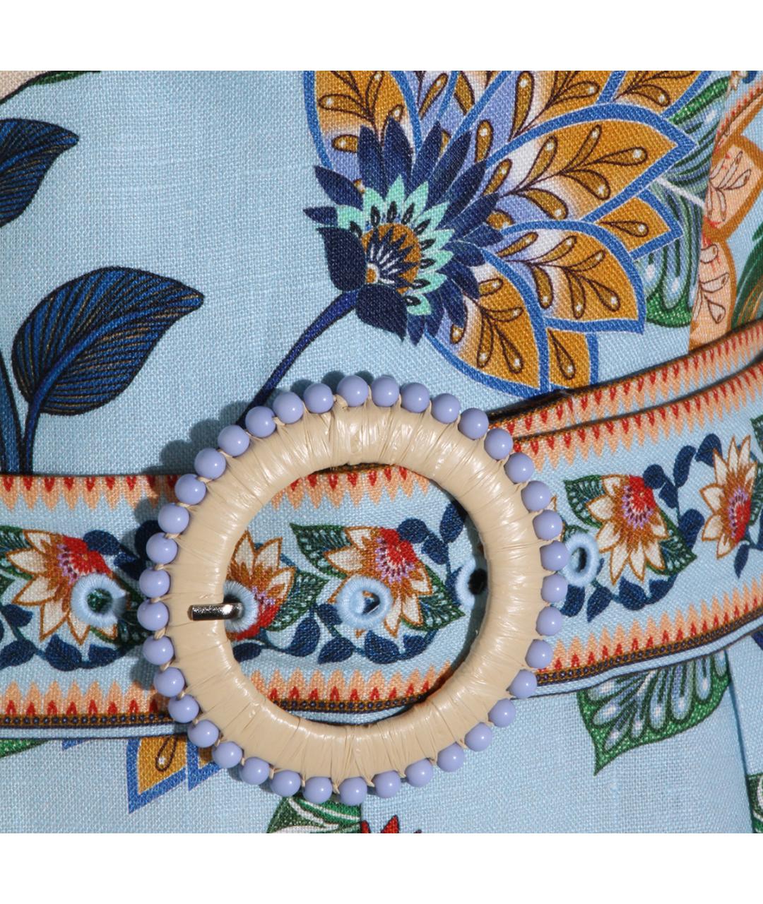 FARM RIO Голубой льняной комбинезон, фото 3