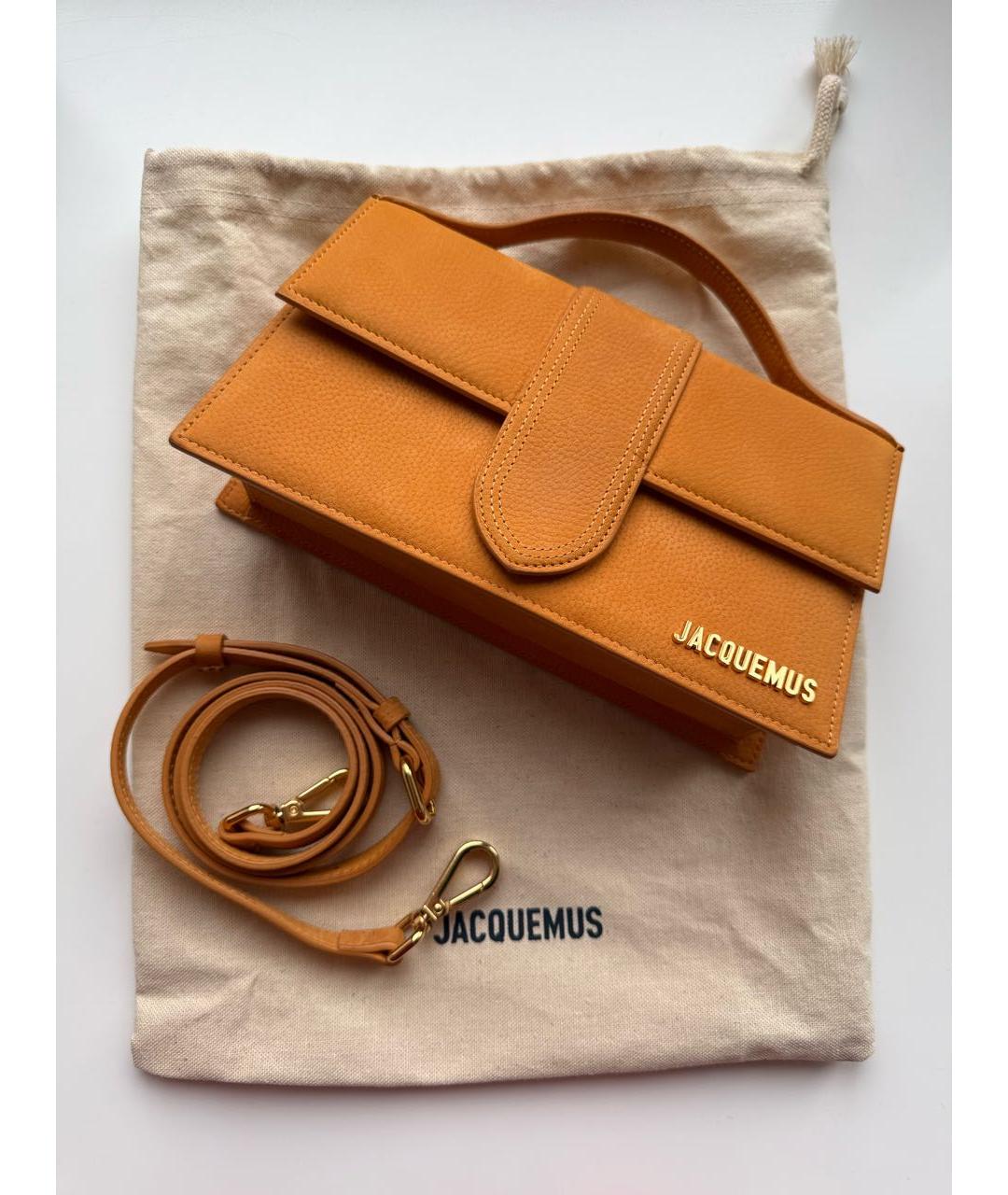 JACQUEMUS Оранжевая замшевая сумка через плечо, фото 4