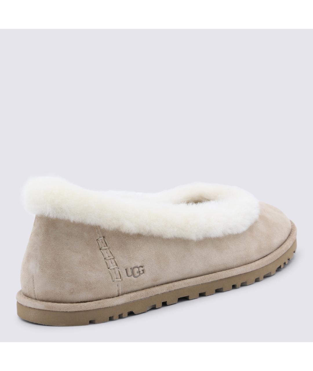 UGG AUSTRALIA Бежевые нубуковые балетки, фото 3