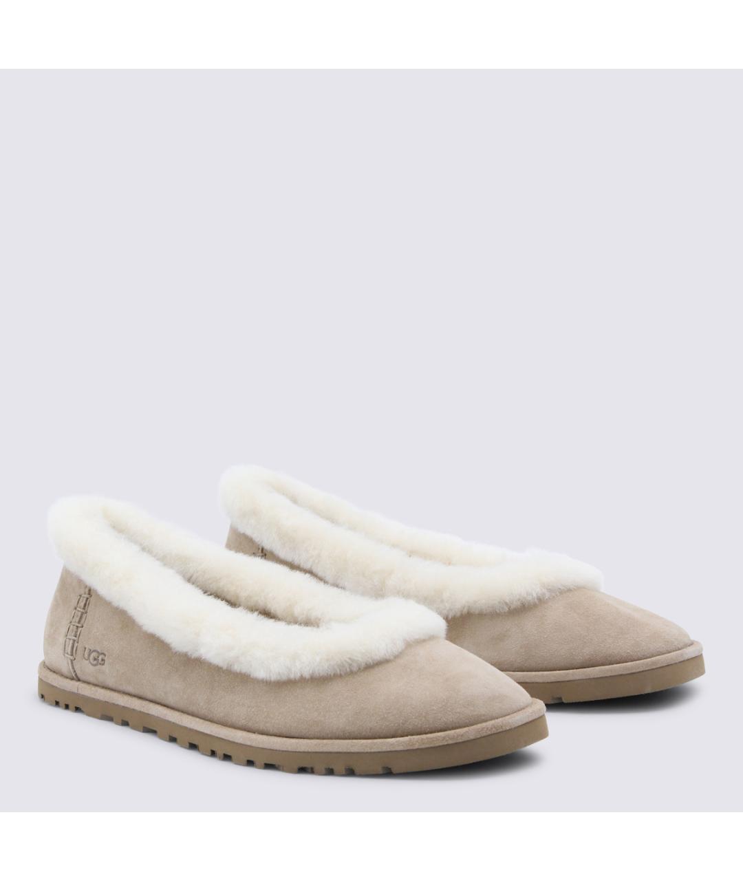 UGG AUSTRALIA Бежевые нубуковые балетки, фото 2