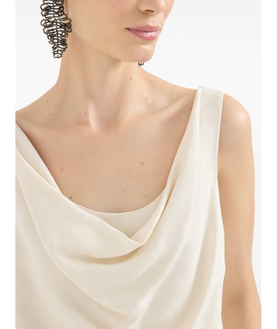 BRUNELLO CUCINELLI Бежевая льняная майка, фото 2