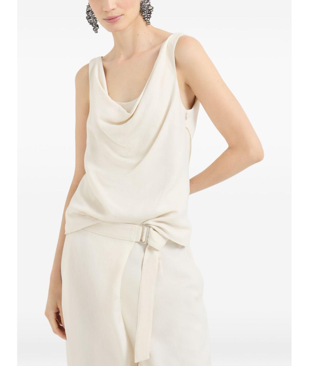 BRUNELLO CUCINELLI Бежевая льняная майка, фото 4