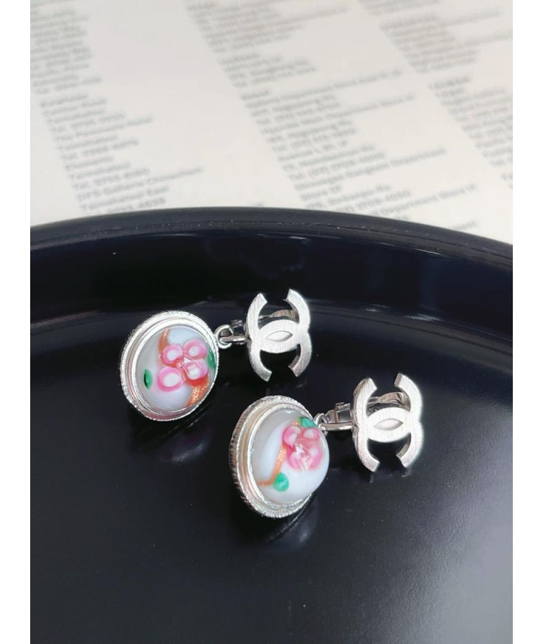 CHANEL Серебряные стеклянные клипсы, фото 3