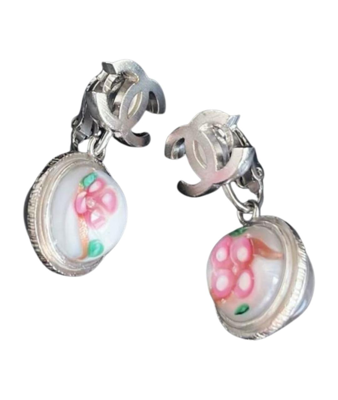 CHANEL Серебряные стеклянные клипсы, фото 1