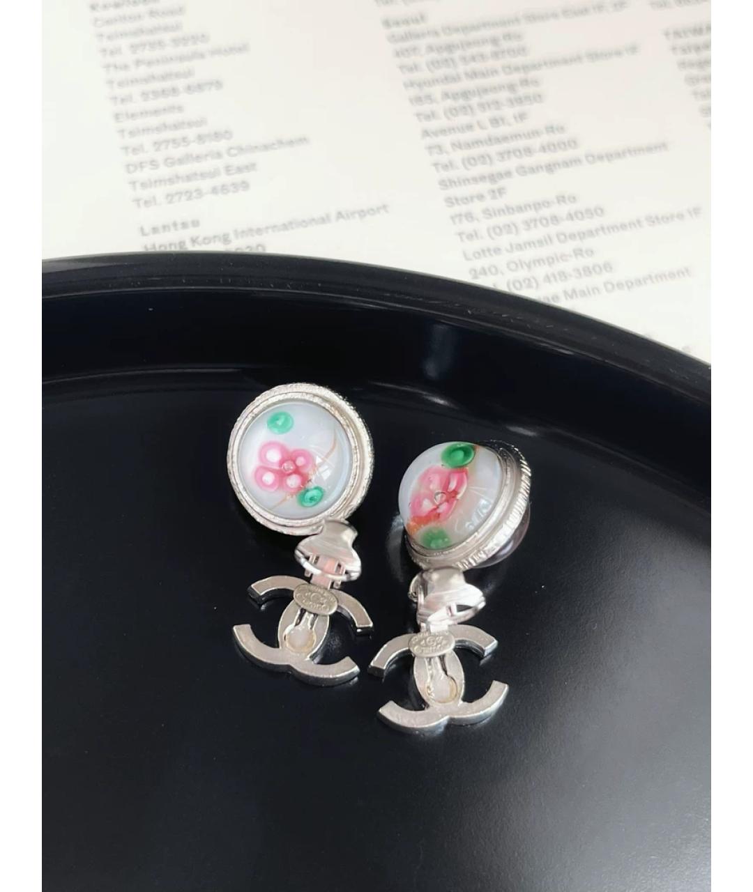 CHANEL Серебряные стеклянные клипсы, фото 2