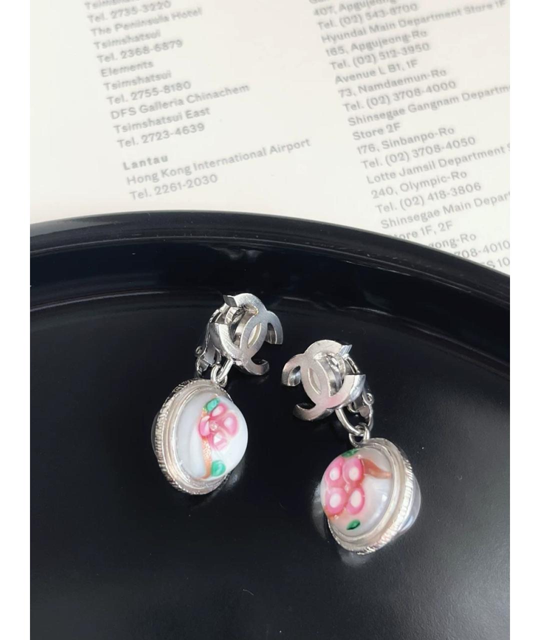 CHANEL Серебряные стеклянные клипсы, фото 4