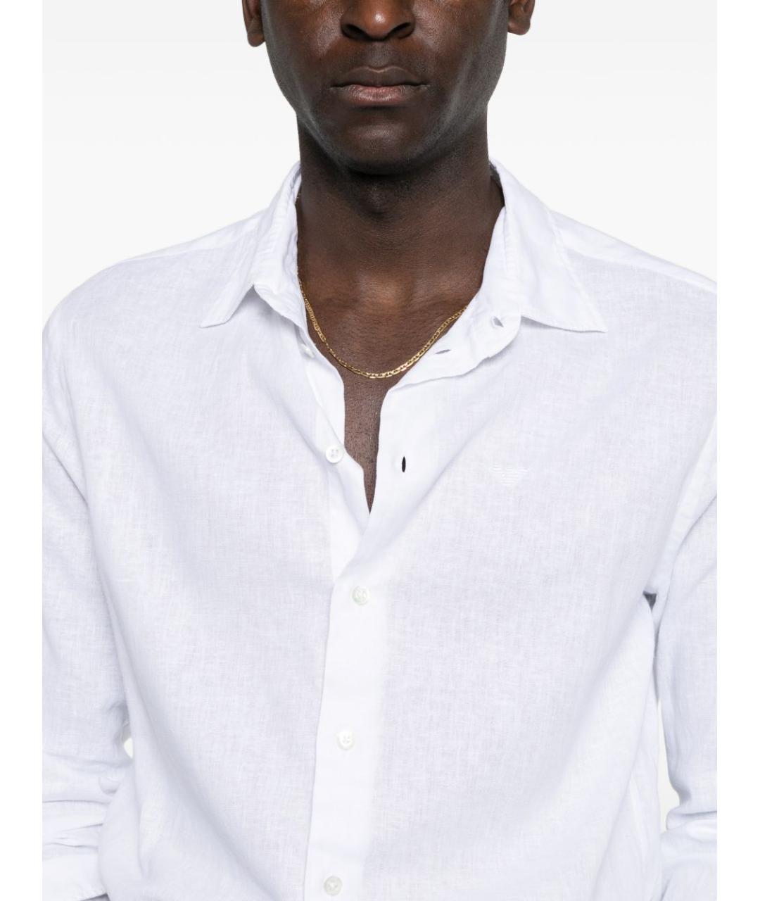 EMPORIO ARMANI Белая льняная классическая рубашка, фото 2