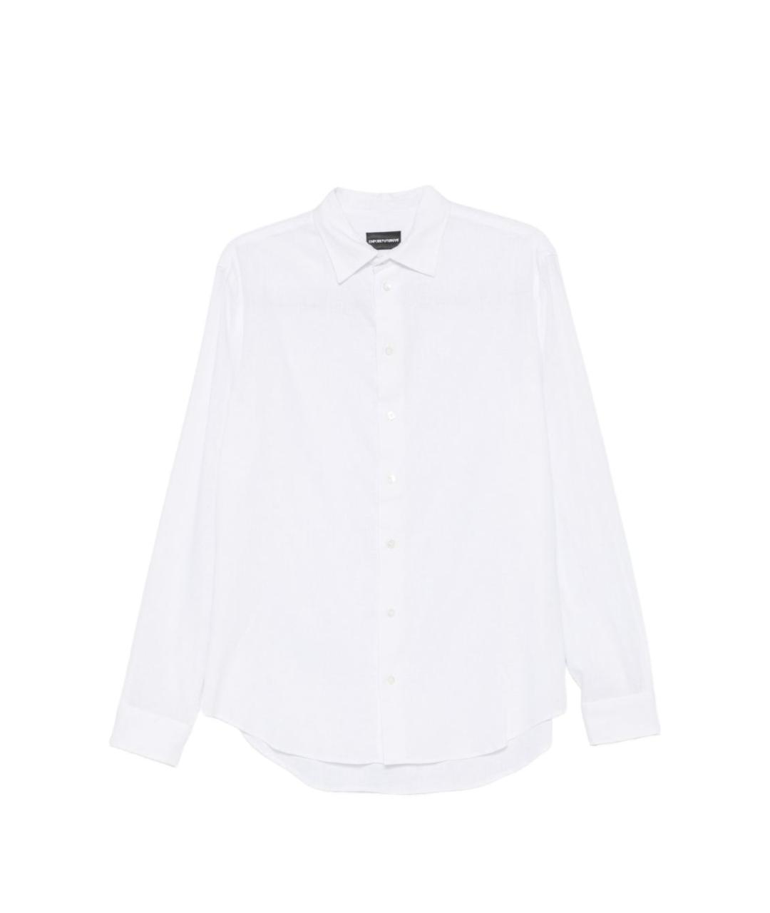 EMPORIO ARMANI Белая льняная классическая рубашка, фото 1