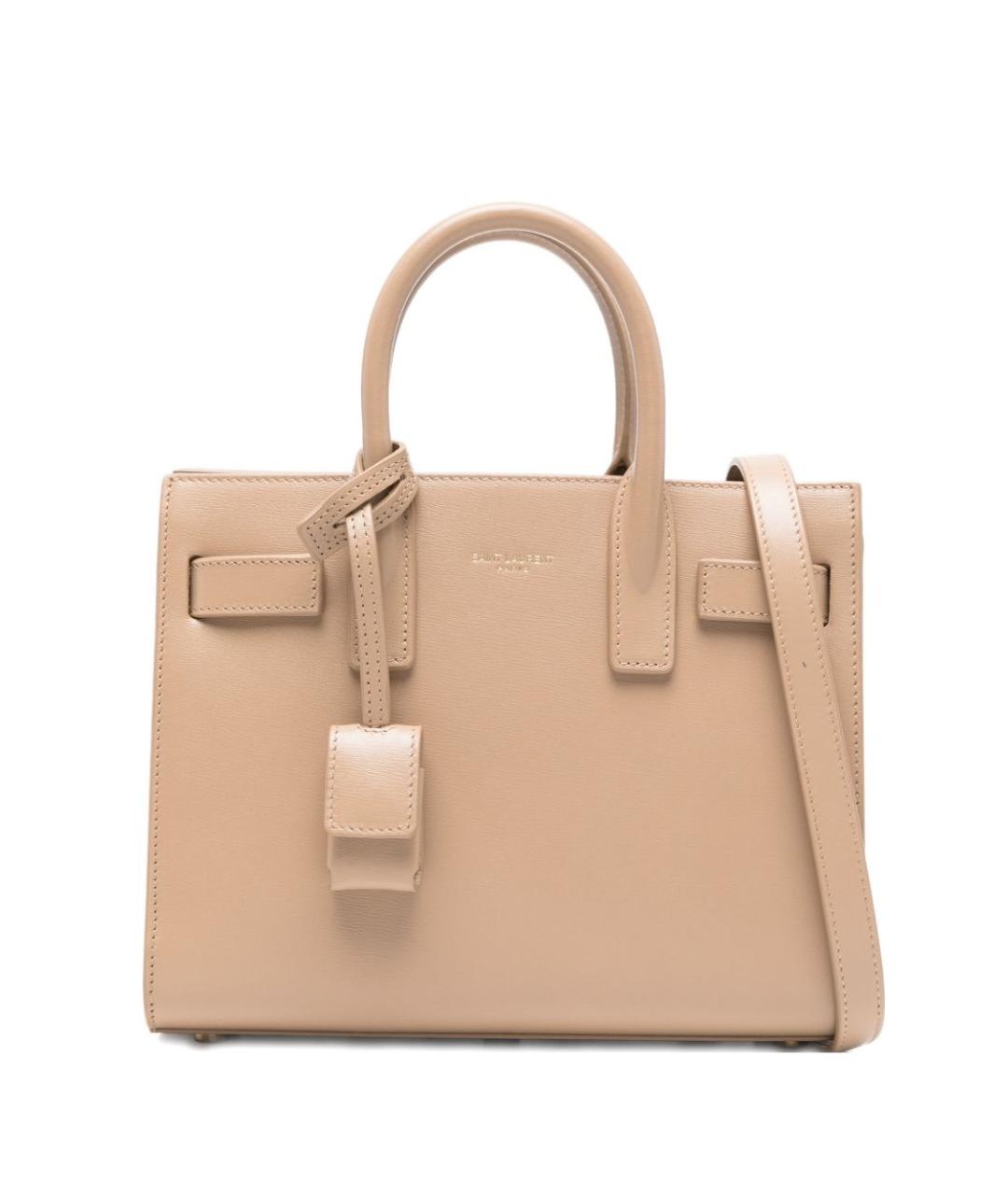 SAINT LAURENT Бежевая кожаная сумка тоут, фото 1