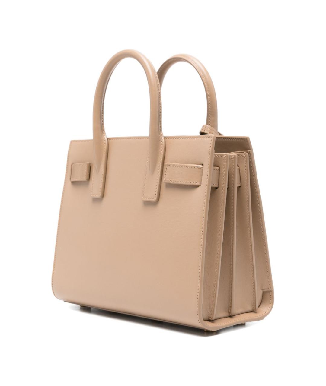 SAINT LAURENT Бежевая кожаная сумка тоут, фото 2