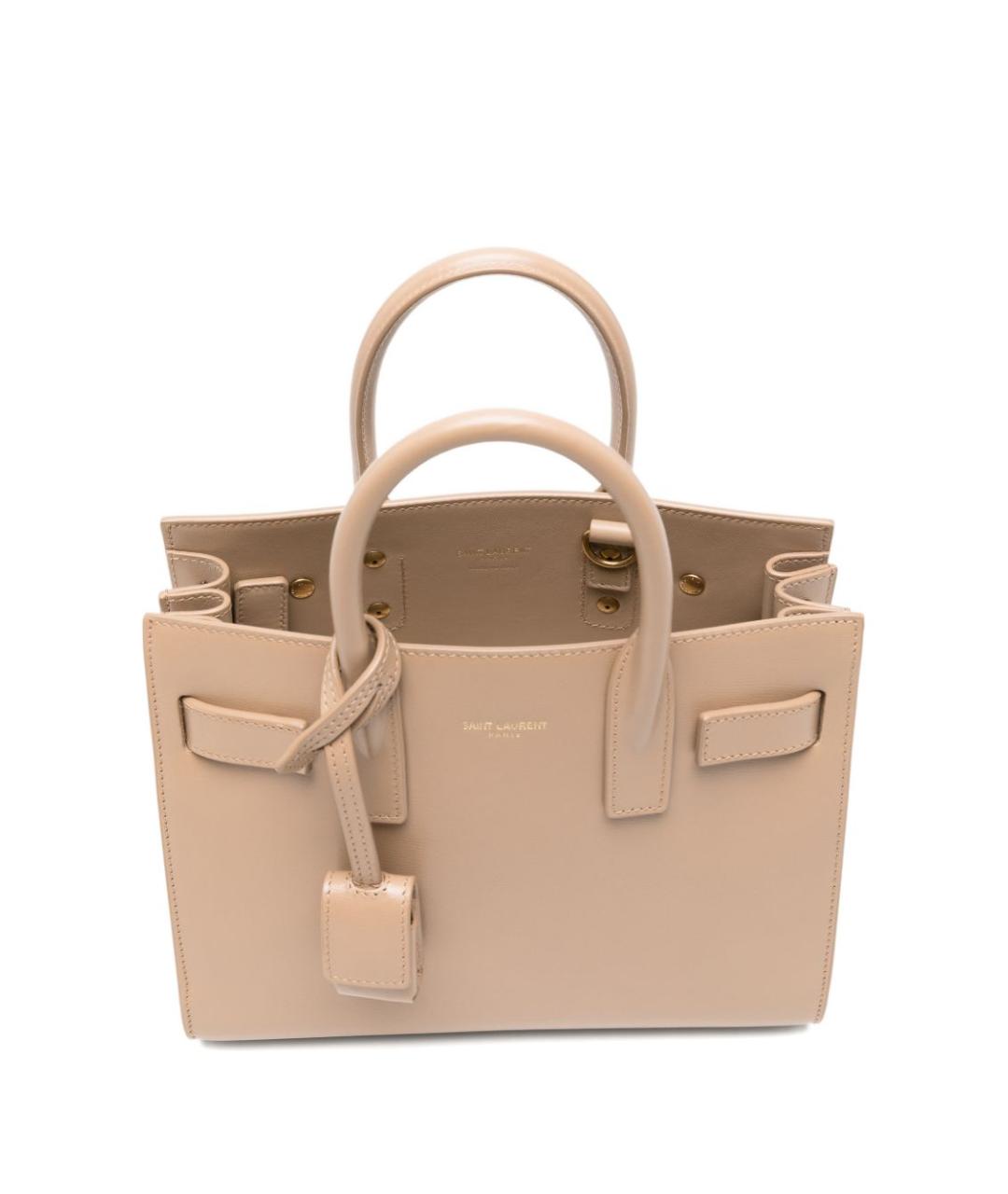 SAINT LAURENT Бежевая кожаная сумка тоут, фото 4