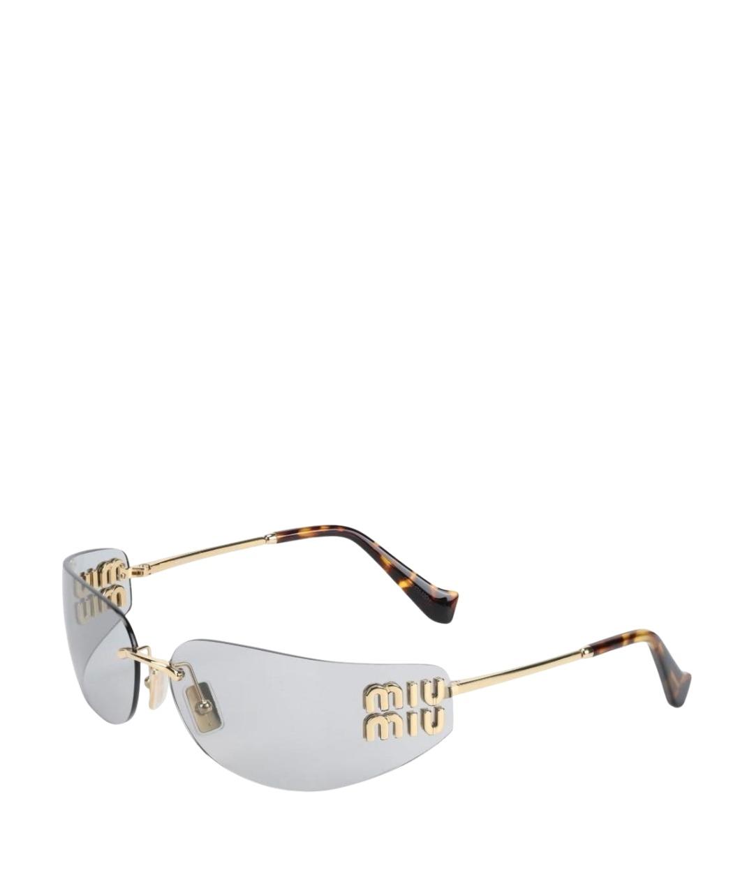 MIU MIU Черные металлические солнцезащитные очки, фото 1