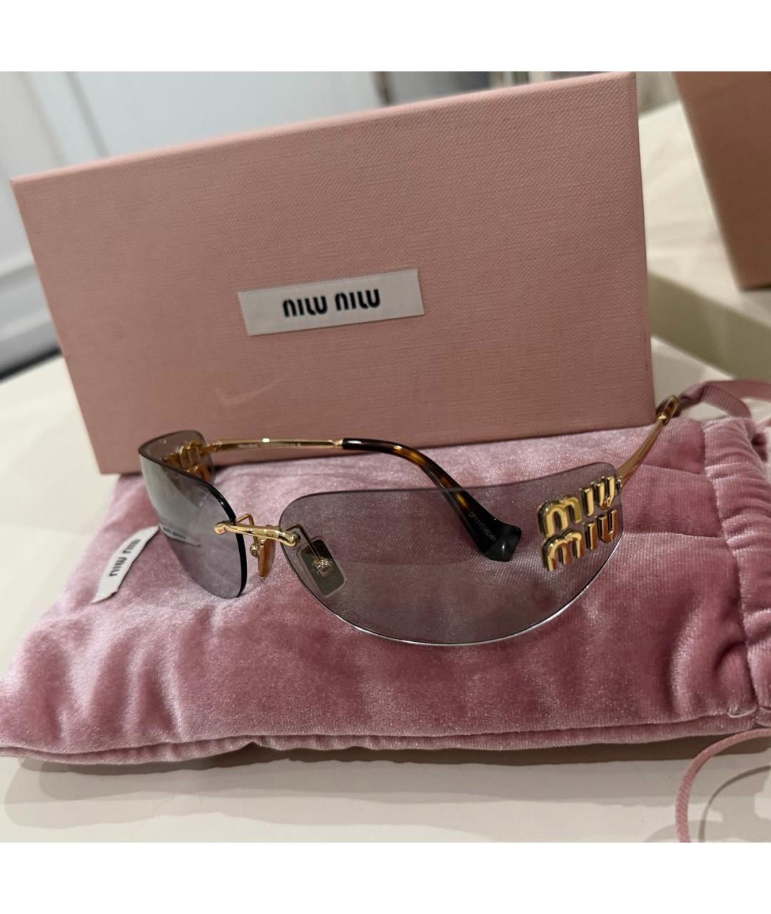 MIU MIU Черные металлические солнцезащитные очки, фото 4