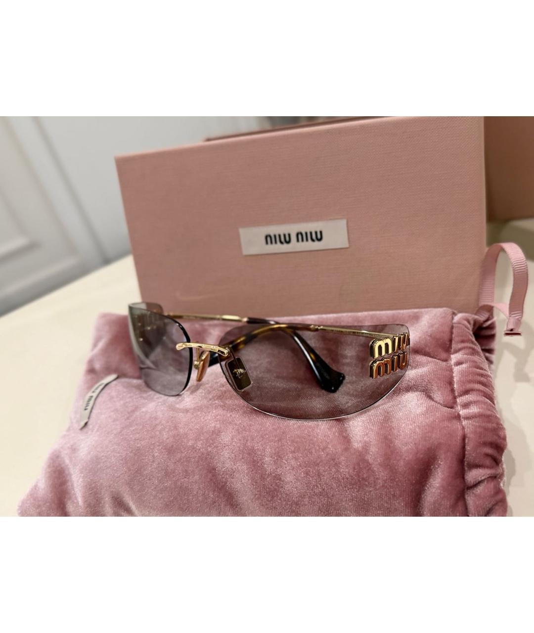 MIU MIU Черные металлические солнцезащитные очки, фото 3