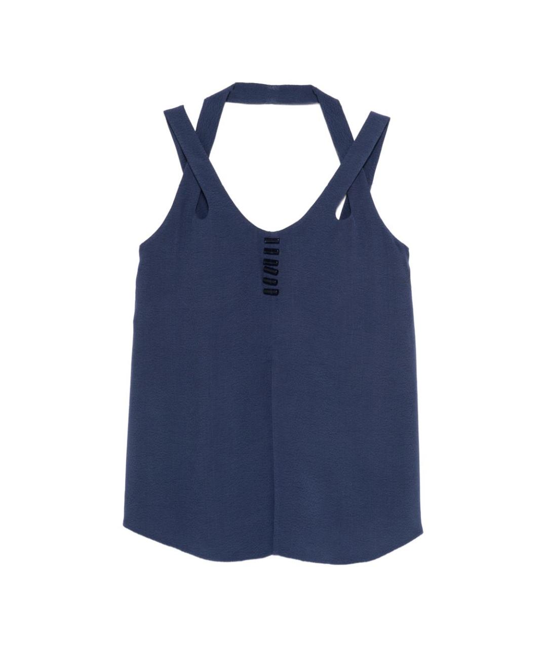 EMPORIO ARMANI Синяя вискозная майка, фото 1