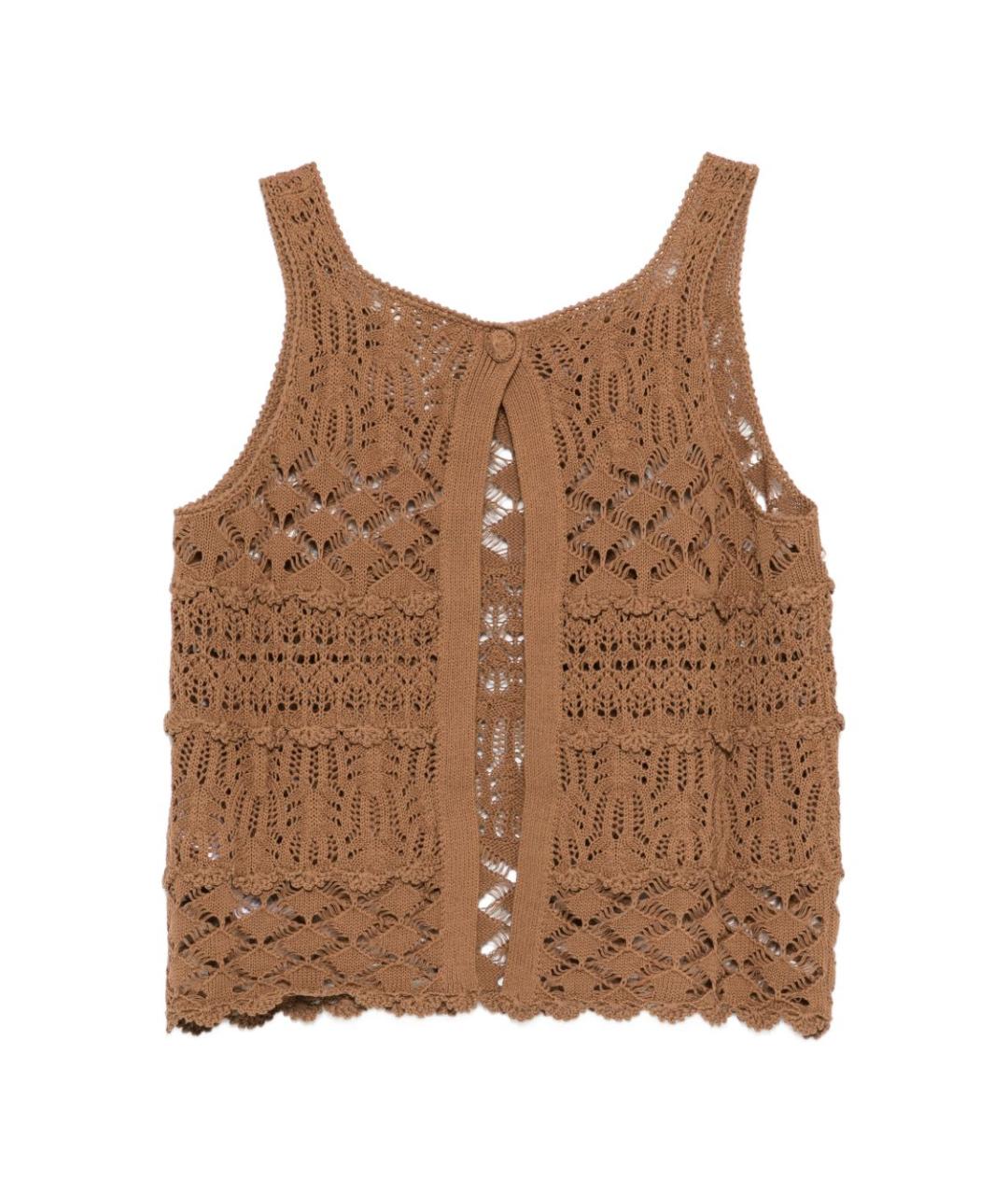 SEMICOUTURE Бежевая хлопковая майка, фото 3