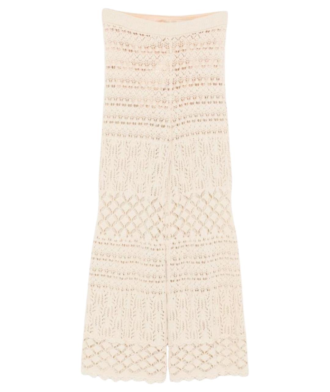 SEMICOUTURE Бежевые хлопковые брюки широкие, фото 1