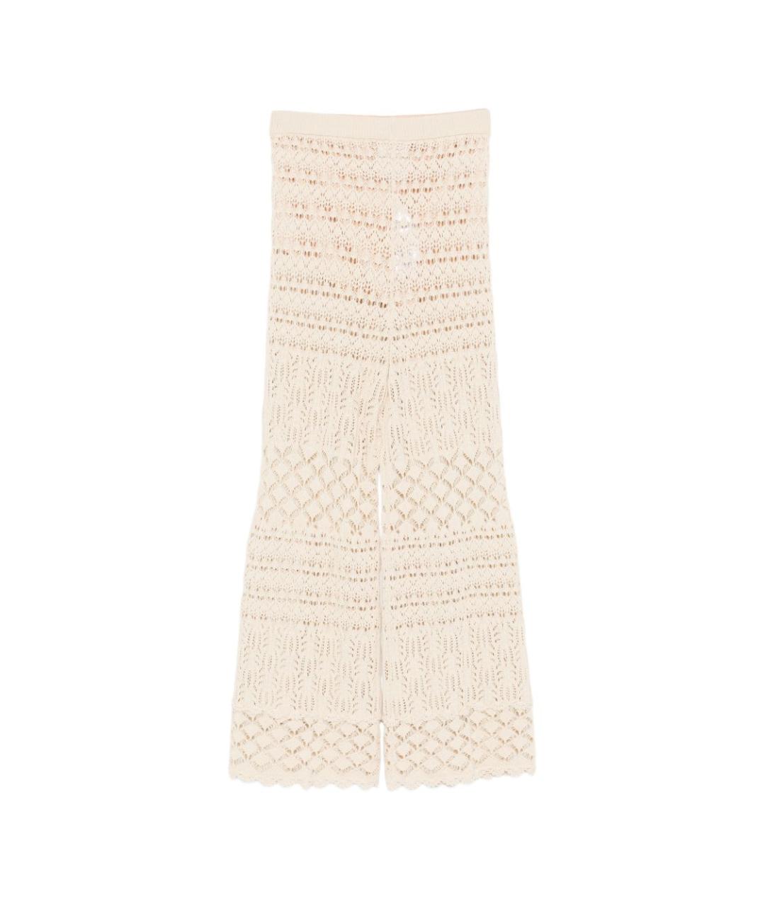 SEMICOUTURE Бежевые хлопковые брюки широкие, фото 2