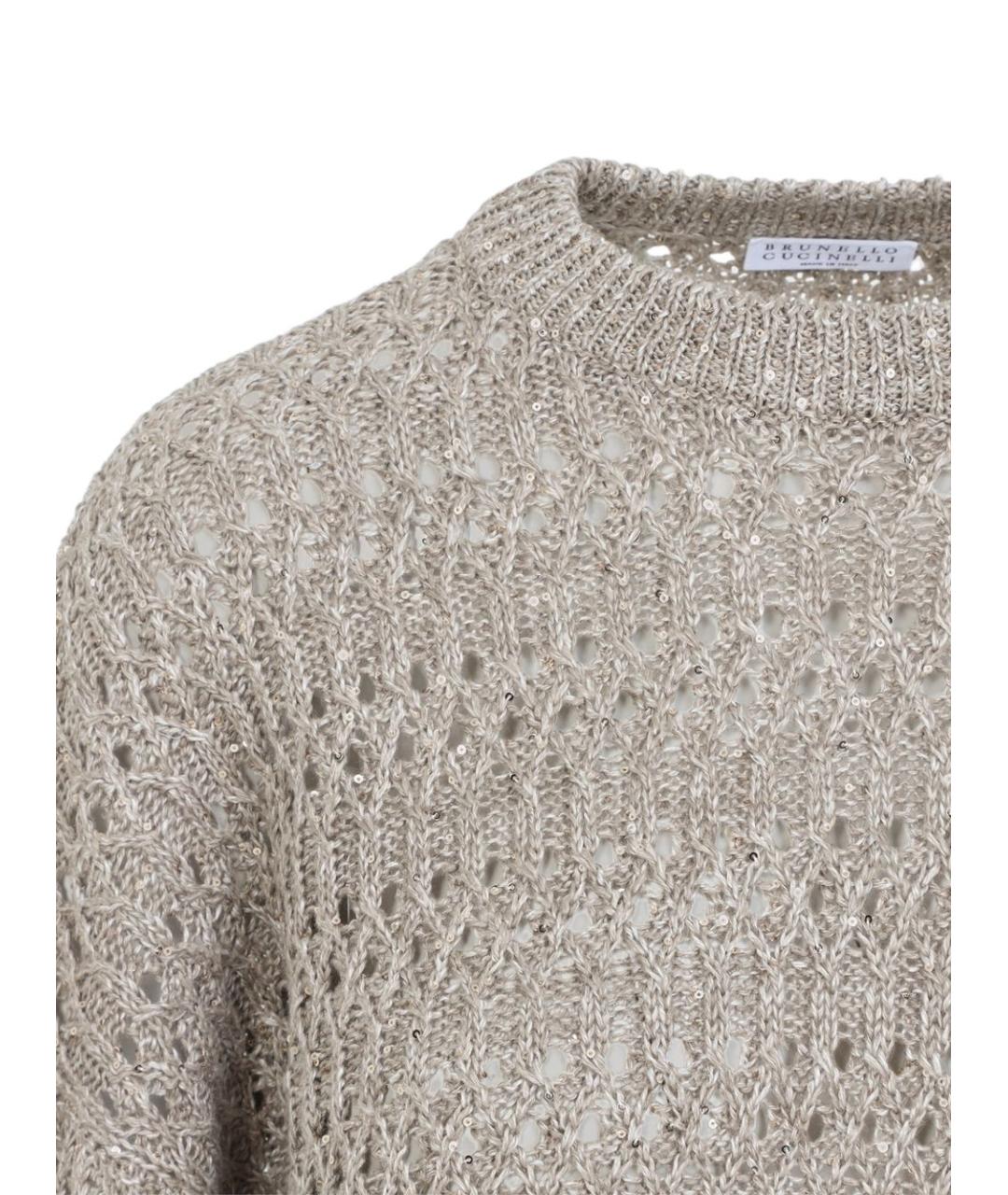BRUNELLO CUCINELLI Серый льняной джемпер / свитер, фото 3