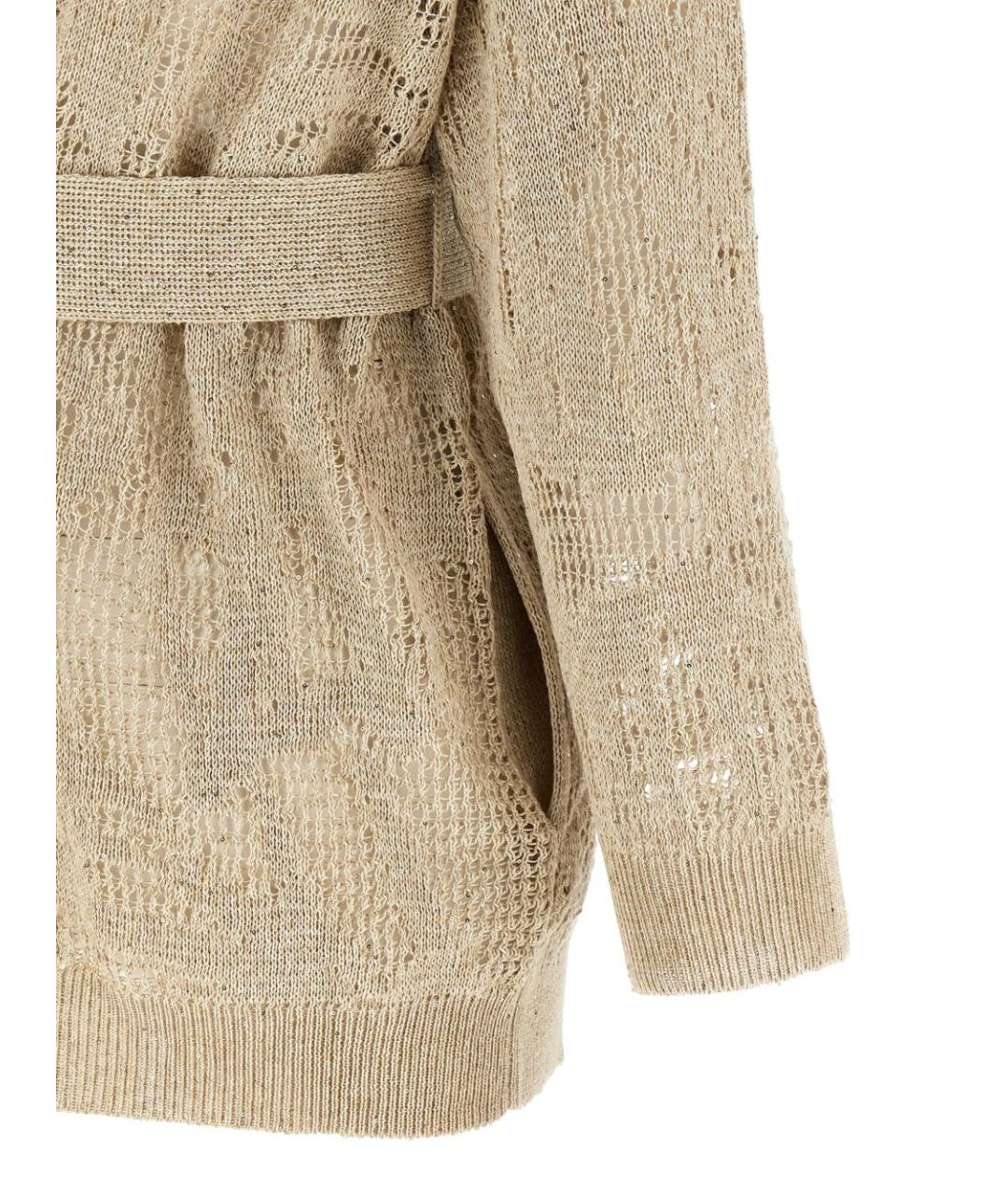 BRUNELLO CUCINELLI Бежевый льняной кардиган, фото 3