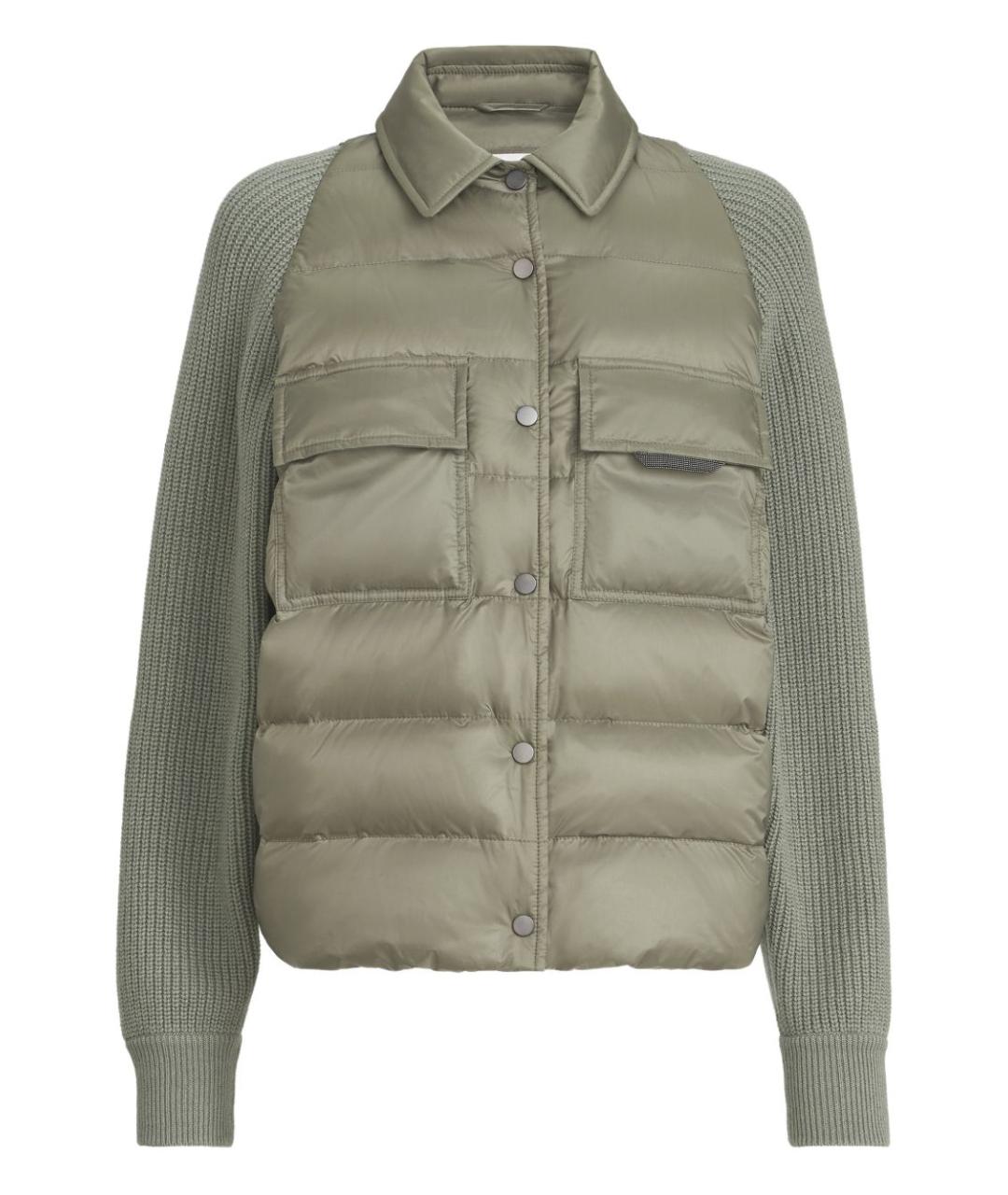 BRUNELLO CUCINELLI Зеленые полиэстеровое пальто, фото 1