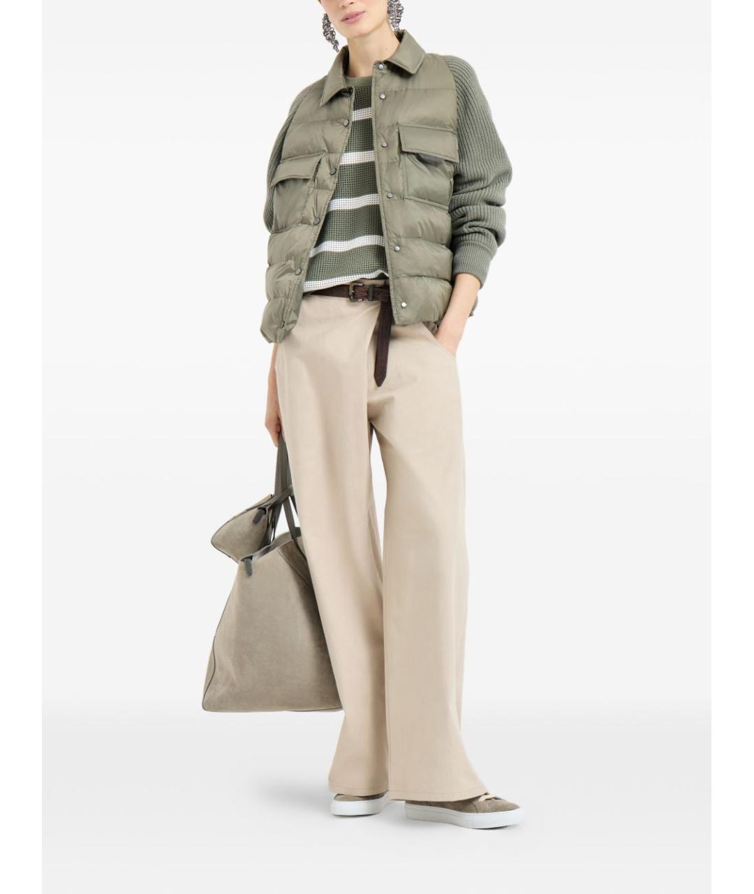 BRUNELLO CUCINELLI Зеленые полиэстеровое пальто, фото 5