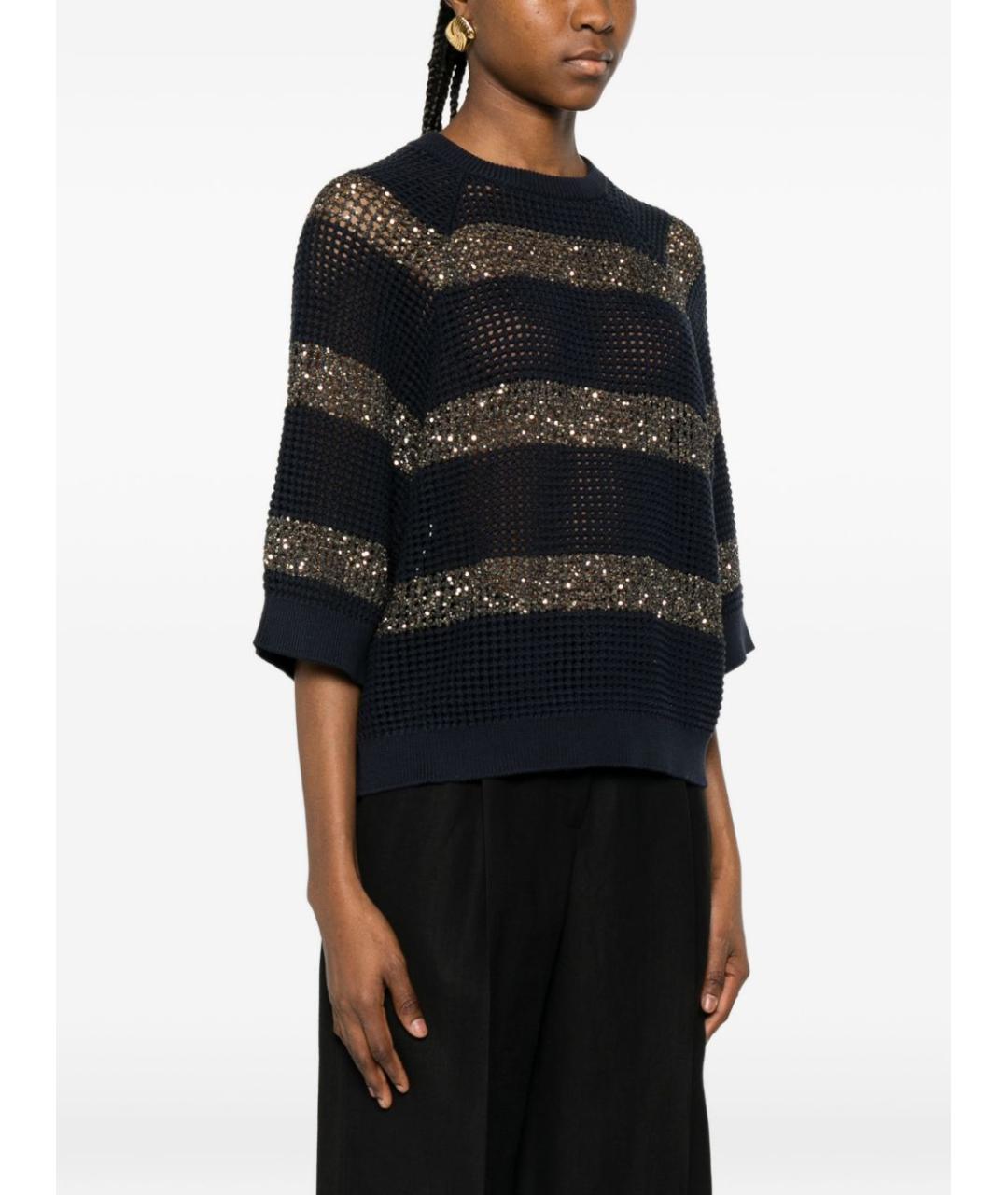 BRUNELLO CUCINELLI Синий хлопковый джемпер / свитер, фото 3