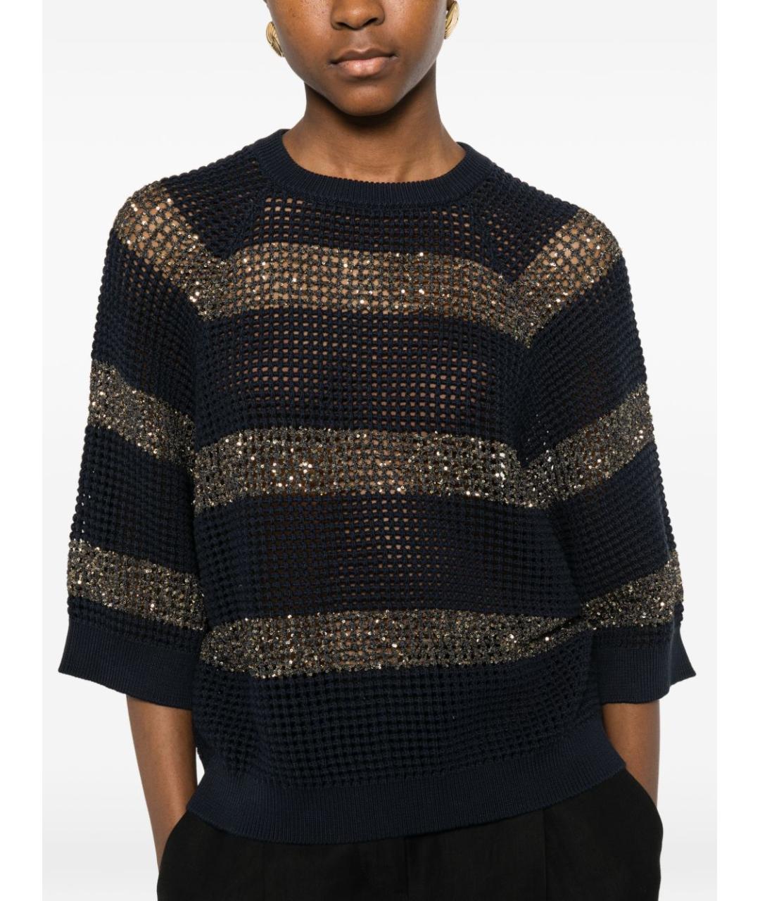 BRUNELLO CUCINELLI Синий хлопковый джемпер / свитер, фото 2