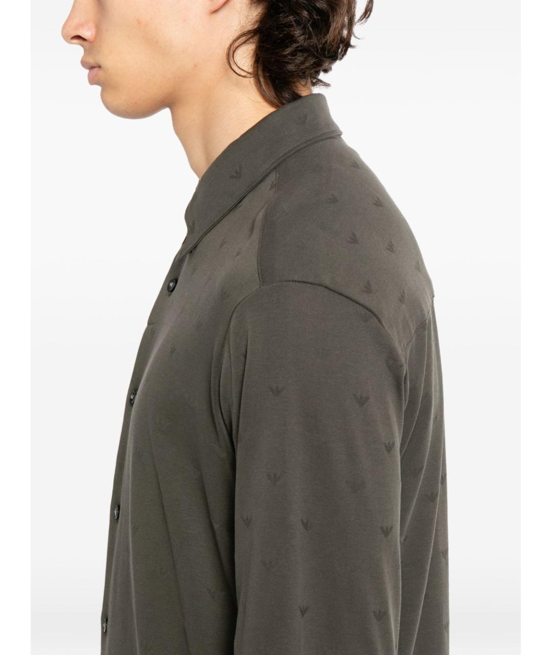 EMPORIO ARMANI Серая хлопковая кэжуал рубашка, фото 4