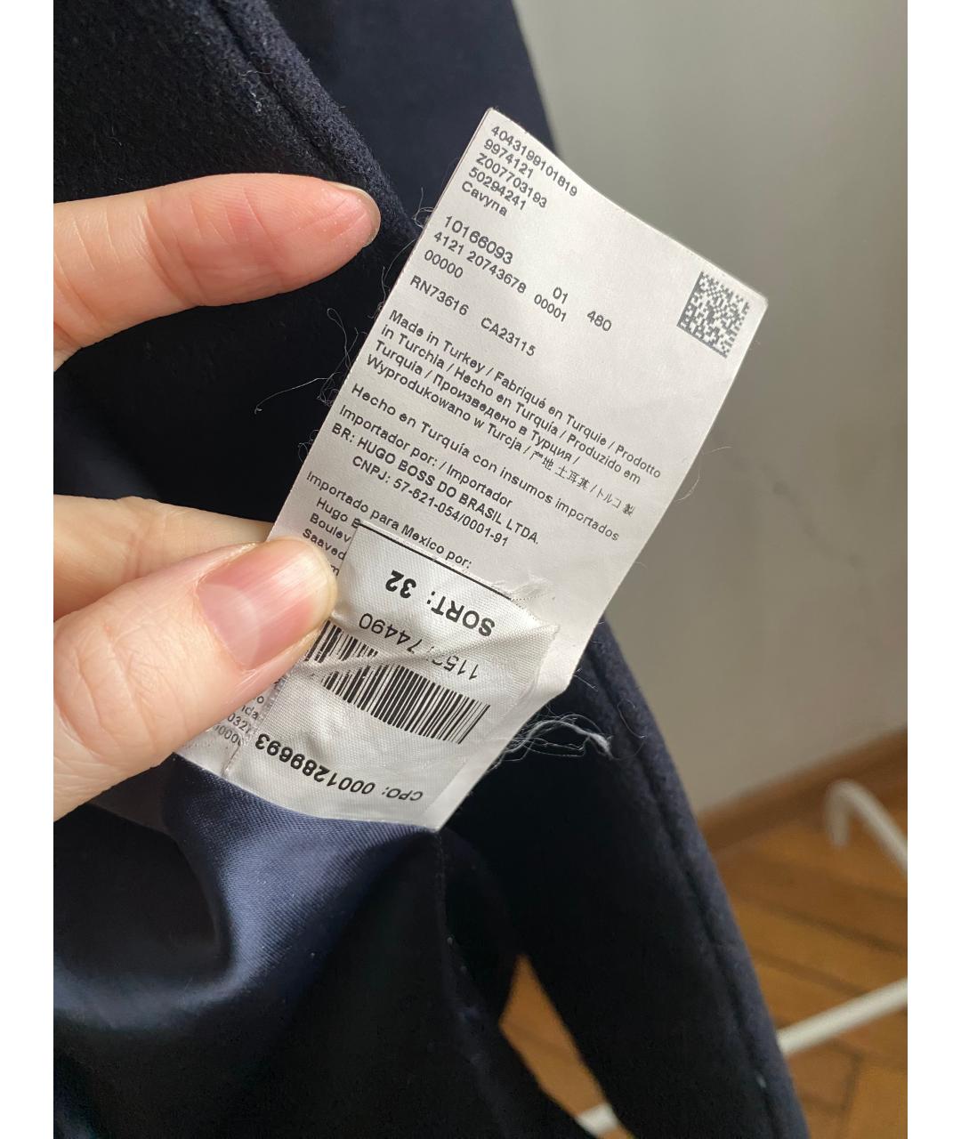 HUGO BOSS Темно-синее шерстяное пальто, фото 6