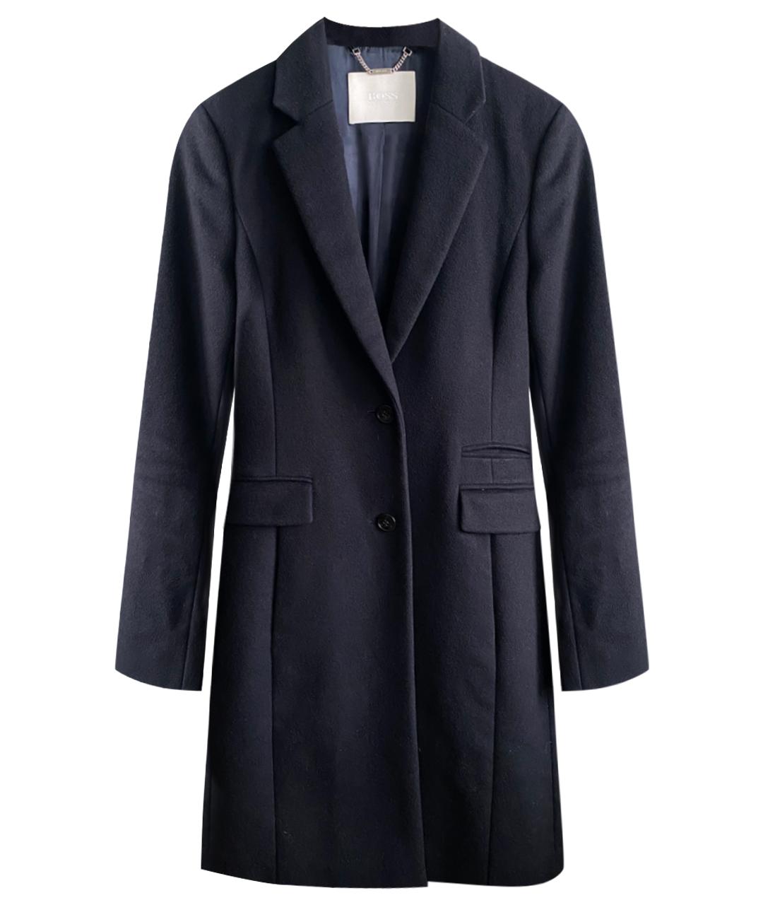 HUGO BOSS Темно-синее шерстяное пальто, фото 1