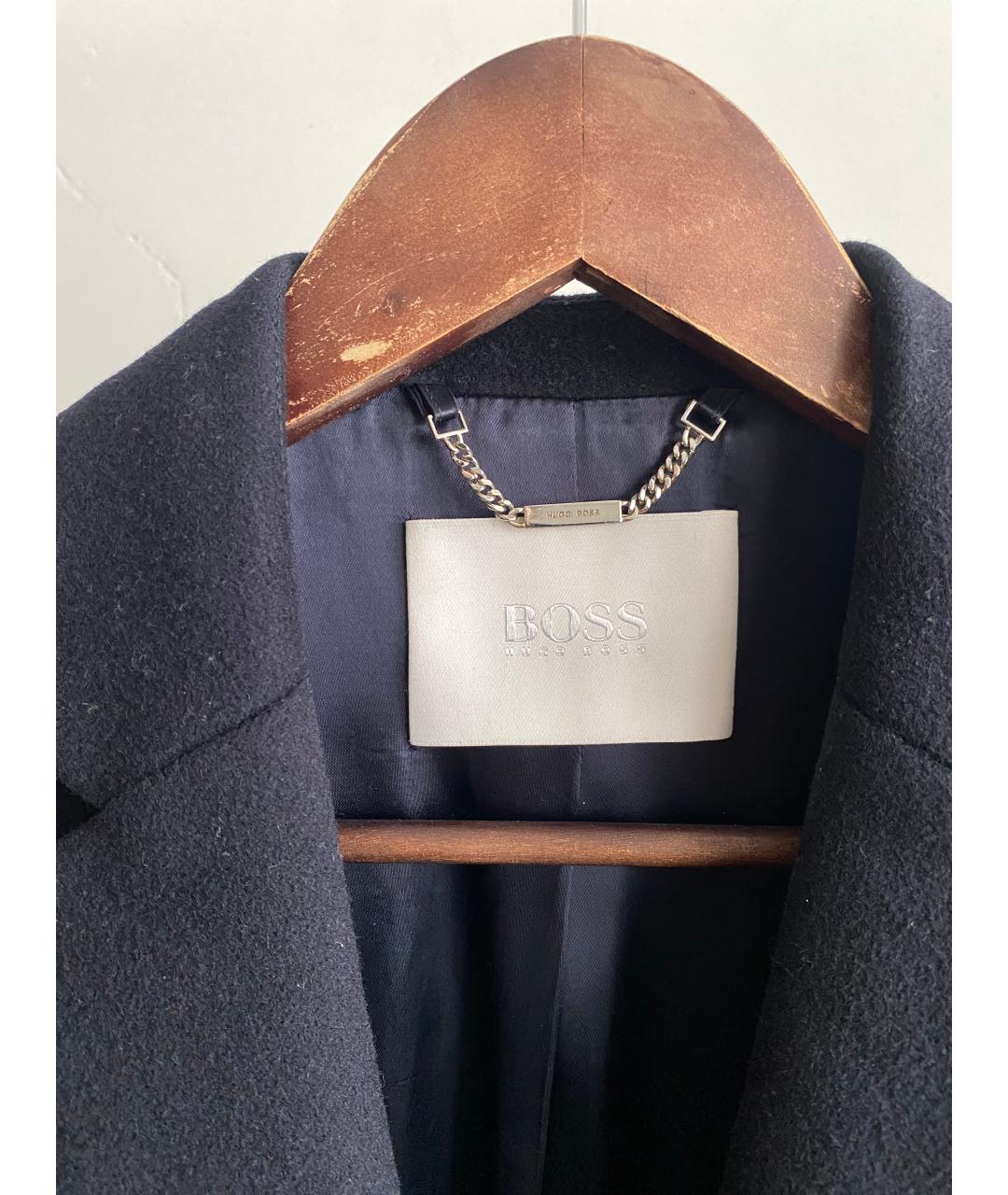 HUGO BOSS Темно-синее шерстяное пальто, фото 3