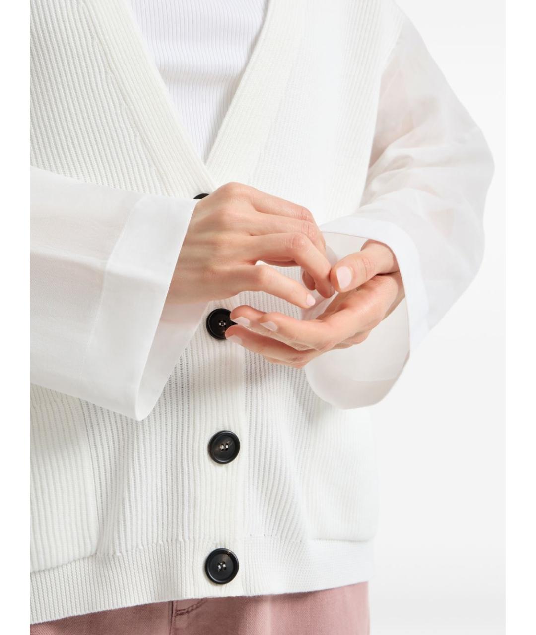 BRUNELLO CUCINELLI Белый хлопковый кардиган, фото 6