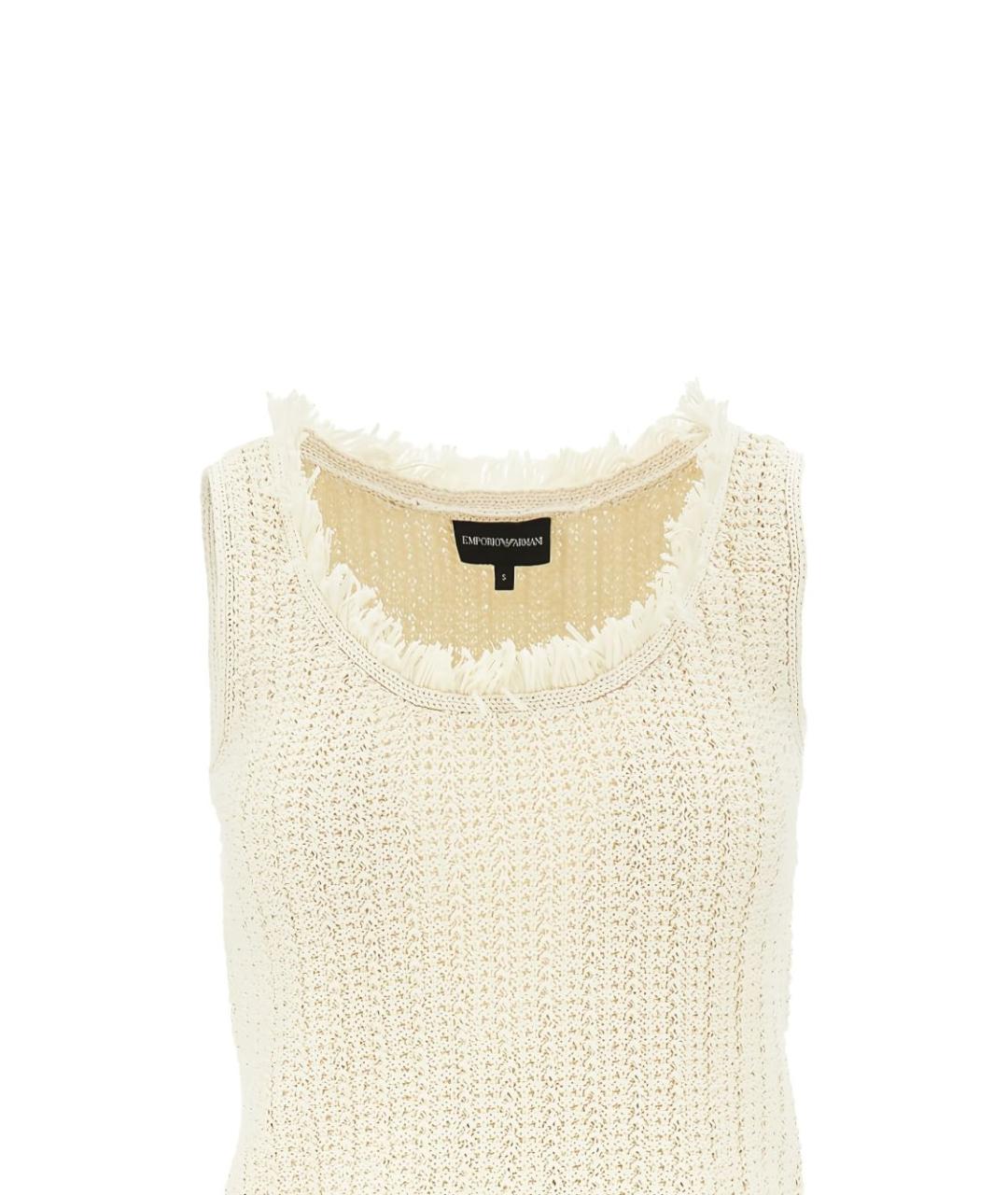 EMPORIO ARMANI Бежевая хлопковая майка, фото 2