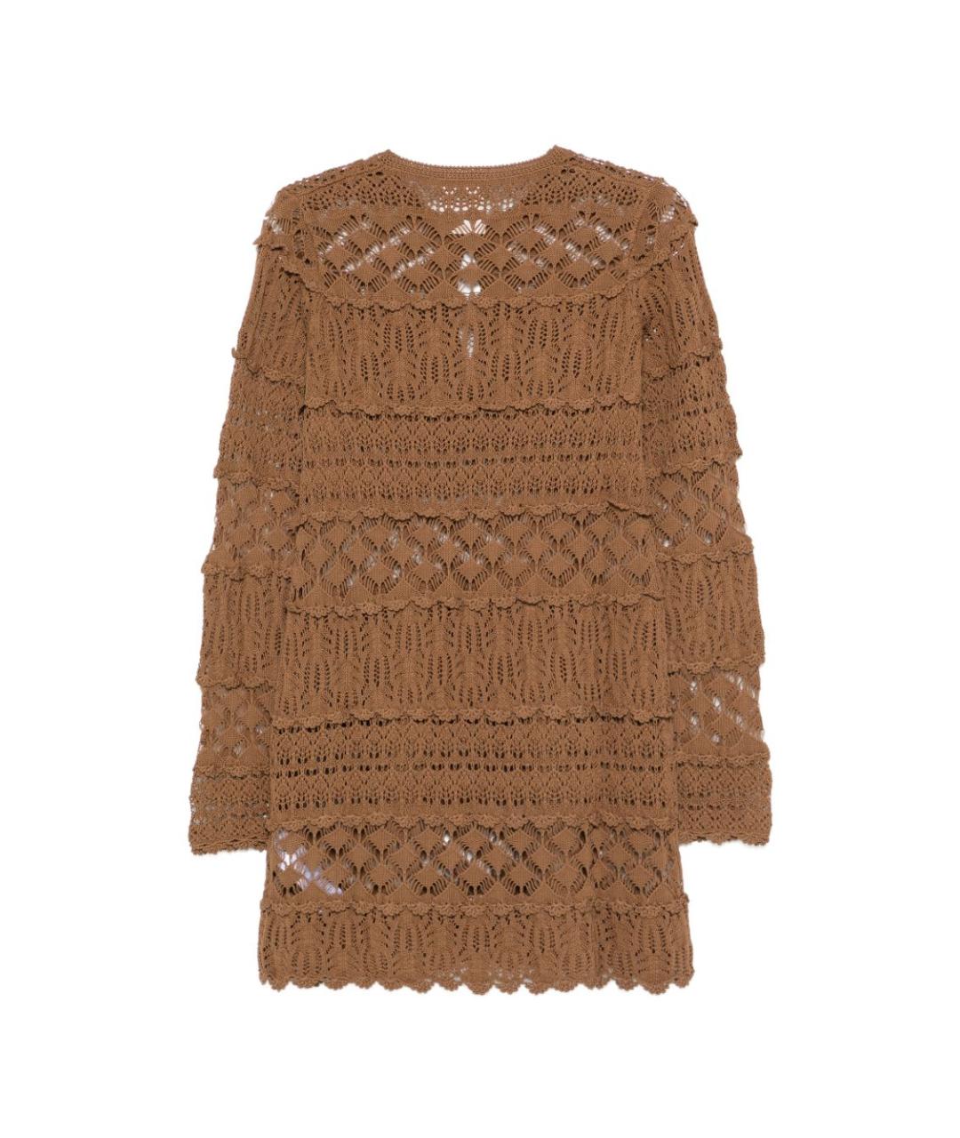 SEMICOUTURE Коричневое хлопковое повседневное платье, фото 3